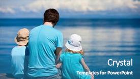  Presentation with mermaid ocean kids - Presentation with kids sitting on wooden dock background and a teal colored foreground