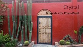  Presentation with wooden - PPT layouts featuring wooden-door-and-lots background and a coral colored foreground