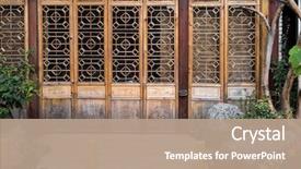  Presentation with old wooden door antique - Amazing PPT theme having wooden door in a ancient backdrop and a coral colored foreground