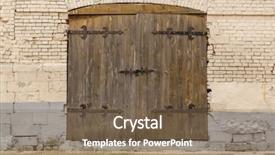  Presentation with castle wall - Cool new slides with ancient wooden door in old backdrop and a coral colored foreground