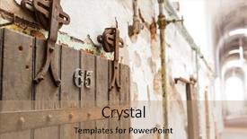  Presentation with prison door - Slide deck with wooden door of old prison background and a coral colored foreground