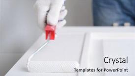  Presentation with man door - Presentation theme with wooden door using paint roller background and a white colored foreground