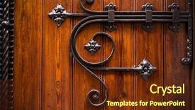  Presentation with decoration - Beautiful PPT theme featuring wooden door with metal decoration backdrop and a tawny brown colored foreground