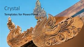  Presentation with dragons - Audience pleasing PPT theme consisting of wooden-dragons-carved-decoration backdrop and a light blue colored foreground