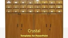  Presentation with archives - Slide deck with wooden-drawers-cabinet-for-archives background and a  colored foreground