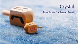  Presentation with hanukkah - PPT theme consisting of wooden dreidels for hanukkah background and a sky blue colored foreground