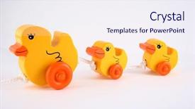  Presentation with wooden toy - Theme consisting of wooden duck toy background and a sky blue colored foreground