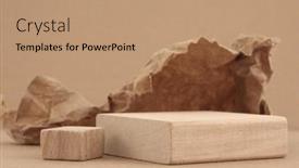  Presentation with eco paper - PPT theme featuring wooden-eco-rustic-platform-podium background and a coral colored foreground