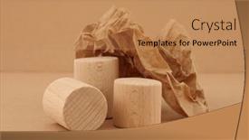  Presentation with eco paper - PPT layouts with wooden-eco-rustic-platform-podium background and a coral colored foreground