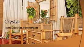  Presentation with ethnic - Amazing slides having wooden ethnic bamboo boudoir furniture backdrop and a coral colored foreground