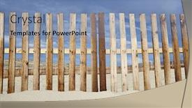  Presentation with beach - Theme consisting of wooden-fence-at-beach-against background and a  colored foreground