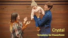  Presentation with kid s happy fathers day - Colorful presentation design enhanced with wooden fence in autumn day backdrop and a tawny brown colored foreground