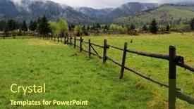  Presentation with pasture - Slides with wooden fence on the mountain pasture background and a tawny brown colored foreground
