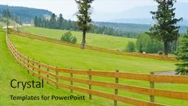  Presentation with hay field - Colorful presentation theme enhanced with wooden fence with green field backdrop and a gold colored foreground