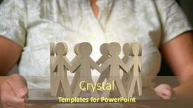  Presentation with social business people network - Cool new slides with wooden-figures-of-people backdrop and a coral colored foreground