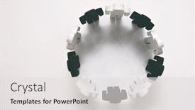  Presentation with stand - PPT theme enhanced with wooden-figures-of-person-black background and a light gray colored foreground