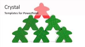  Presentation with team work - Colorful PPT theme enhanced with wooden figures symbolizing team work backdrop and a  colored foreground