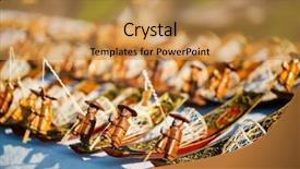  Presentation with market - Beautiful theme featuring wooden fishermen souvenirs at market backdrop and a gold colored foreground