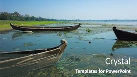  Presentation with fishing boats - Slides consisting of wooden-fishing-boats-on-shore background and a dark gray colored foreground