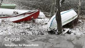  Presentation with fishing boats - Theme with wooden-fishing-boats background and a gray colored foreground