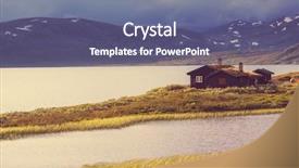  Presentation with cabin in the forest - Slides with wooden fishing cabin in norway background and a ocean colored foreground