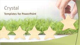  Presentation with five star - Amazing presentation design having wooden-five-star-in-hand backdrop and a cream colored foreground