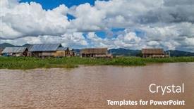  Presentation with floating - Audience pleasing presentation theme consisting of wooden-floating-houses-on-inle backdrop and a coral colored foreground
