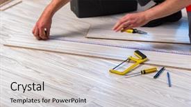  Presentation with flooring - Amazing PPT layouts having wooden floor - man laying laminate flooring backdrop and a light gray colored foreground