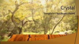  Presentation with trail - Cool new presentation theme with wooden floor against wooden trail across countryside backdrop and a yellow colored foreground