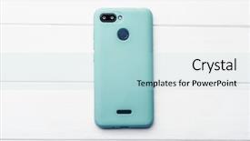  Presentation with case - Presentation design featuring wooden floor centred with free background and a light blue colored foreground