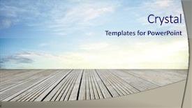  Presentation with wooden floor and gold frame - Audience pleasing slide deck consisting of wooden floor leading to bright backdrop and a sky blue colored foreground