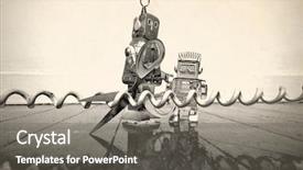  Presentation with robots - PPT theme with wooden floor solarized monochrome background and a gray colored foreground