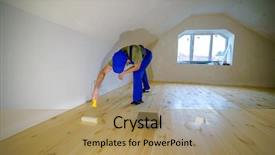  Presentation with paint roller - Audience pleasing presentation design consisting of wooden floor varnished worker backdrop and a  colored foreground