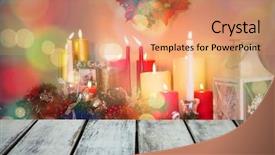  Presentation with wooden floor and gold frame - Theme enhanced with wooden floor with christmas theme background and a coral colored foreground