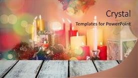 Presentation with wood floor wiht lighting - Presentation theme having wooden floor with christmas theme background and a coral colored foreground