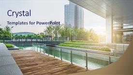  Presentation with china shanghai - Slides having wooden floor with modern building background and a sky blue colored foreground