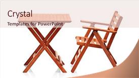  Presentation with furniture - PPT theme having wooden folding beach furniture isolated background and a lemonade colored foreground