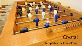  Presentation with soccer - Presentation design consisting of wooden foosball table close up background and a gold colored foreground