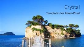  Presentation with zakynthos - Cool new slides with wooden-footbridge-leading backdrop and a light gray colored foreground