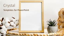  Presentation with linen - Slide deck with wooden-frame-for-photos-twine background and a lemonade colored foreground