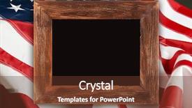  Presentation with frame - Slide set consisting of wooden frame on american flag background and a tawny brown colored foreground