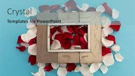  Presentation with white flower frame - Presentation design consisting of wooden-frame-over-white background and a light blue colored foreground