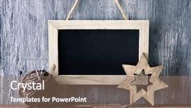  Presentation with rustic chalkboard - Amazing theme having wooden-framed chalkboard with a blank space a handmade christmas ball and a wooden christmas star on a rustic wooden surface backdrop and a coral colored foreground