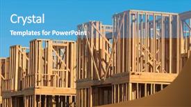  Presentation with apartments - Colorful PPT layouts enhanced with wooden framing for construction backdrop and a  colored foreground