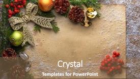  Presentation with decoration - Theme featuring wooden frozen table christmas background and a coral colored foreground