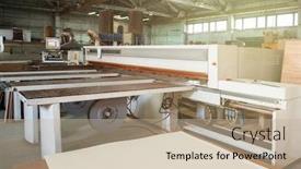  Presentation with industrial wood - Amazing presentation design having wooden-furniture-production-industrial-cutting backdrop and a mint green colored foreground