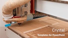  Presentation with drilling machine - Theme with wooden-furniture-production-industrial-machine background and a coral colored foreground