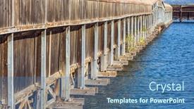  Presentation with gallery - Slide deck consisting of wooden gallery for bird watching hula nature reserve israel december lake hula is a wintering place for migratory birds background and a ocean colored foreground