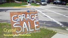  Presentation with street - Presentation theme enhanced with wooden-garage-sale-sign background and a tawny brown colored foreground