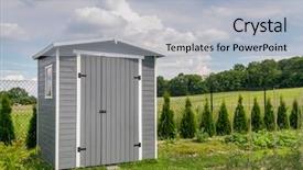  Presentation with garden tools - Cool new presentation with wooden garden tools shed painted backdrop and a light gray colored foreground
